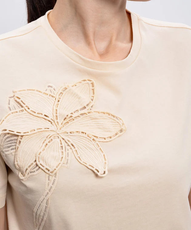 T-SHIRT ΜΕ ΑΝΑΓΛΥΦΟ ΛΟΥΛΟΥΔΙ TWINSET