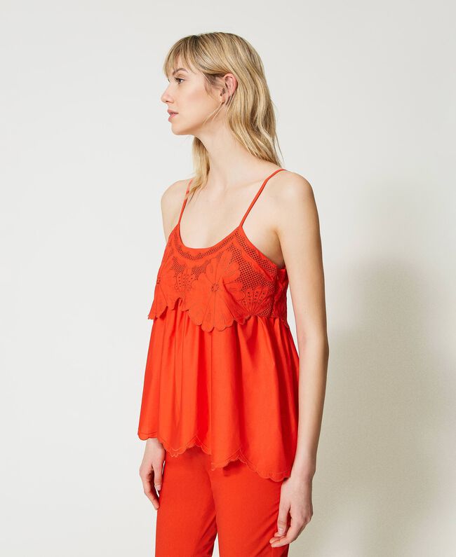 ΜΠΛΟΥΖΑ ΠΟΠΛΙΝΑ ΜΕ BRODERIE ANGLAISE TWINSET