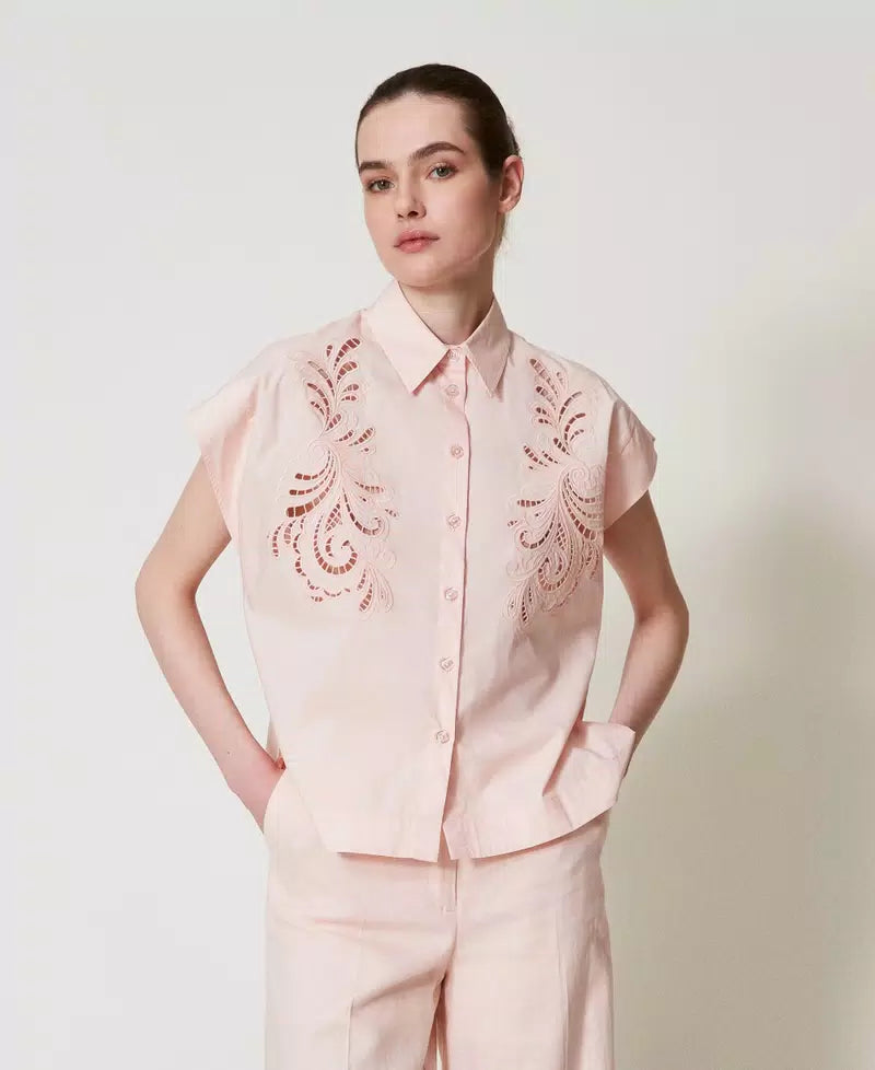 ΠΟΥΚΑΜΙΣΟ ΠΟΠΛΙΝΑ ΜΕ ΚΕΝΤΗΜΑ TWINSET