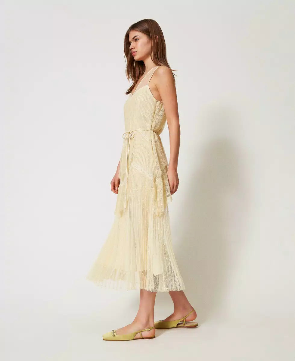 ΜΑΚΡΥ ΤΟΥΛΙ ΦΟΡΕΜΑ ΜΕ ΠΛΙΣΕ ΒΟΛΑΝ TWINSET