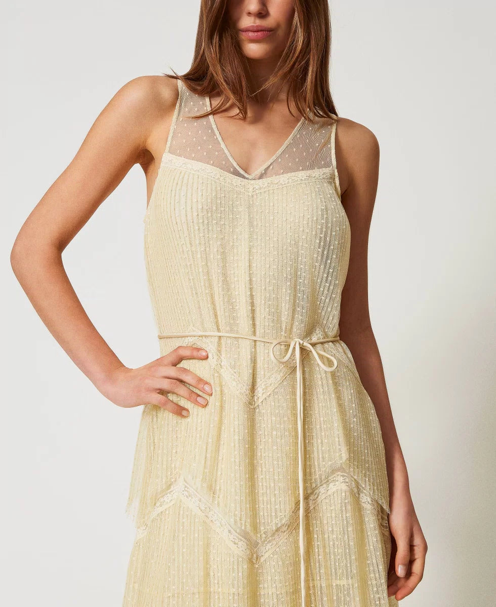 ΜΑΚΡΥ ΤΟΥΛΙ ΦΟΡΕΜΑ ΜΕ ΠΛΙΣΕ ΒΟΛΑΝ TWINSET