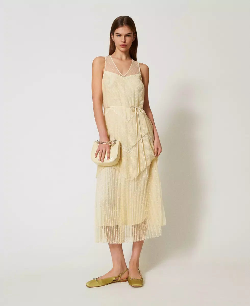 ΜΑΚΡΥ ΤΟΥΛΙ ΦΟΡΕΜΑ ΜΕ ΠΛΙΣΕ ΒΟΛΑΝ TWINSET