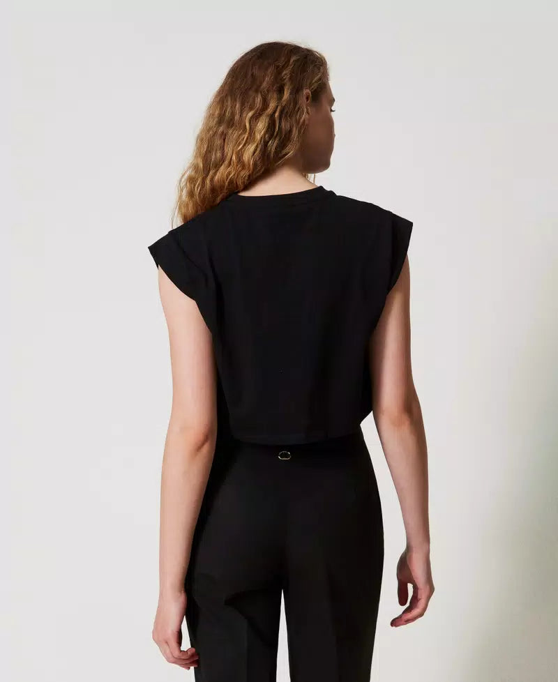 CROPPED T-SHIRT ΜΕ OVAL T LOGO TWINSET