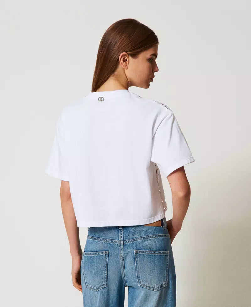 T-SHIRT SANGALLO ΜΕ ΚΕΝΤΗΜΑ TWINSET