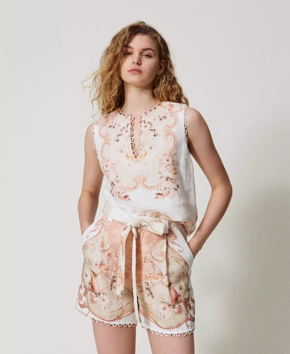 ΤΥΠΩΜΕΝΟ ΛΙΝΟ ΤΟΠ TWINSET