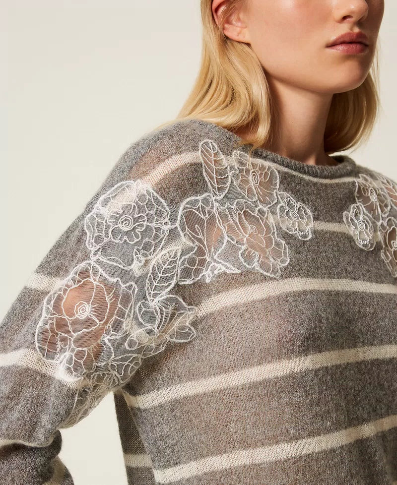 ΠΟΥΛΟΒΕΡ ΑΠΟ ΜΟΧΕΡ ΜΕ ΔΑΝΤΕΛΑ TWINSET