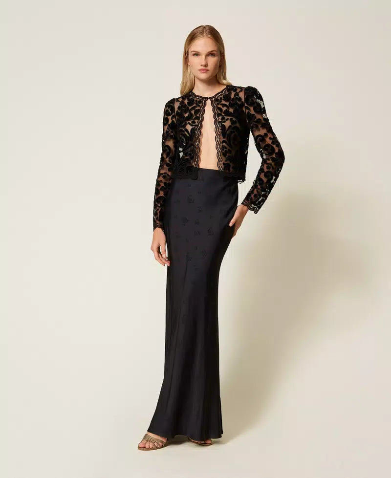 ΒΕΛΟΥΔΙΝΟ ΣΑΚΑΚΙ ΜΕ ΤΟΥΛΙ ΚΑΙ ΚΕΝΤΗΜΑ TWINSET MILANO