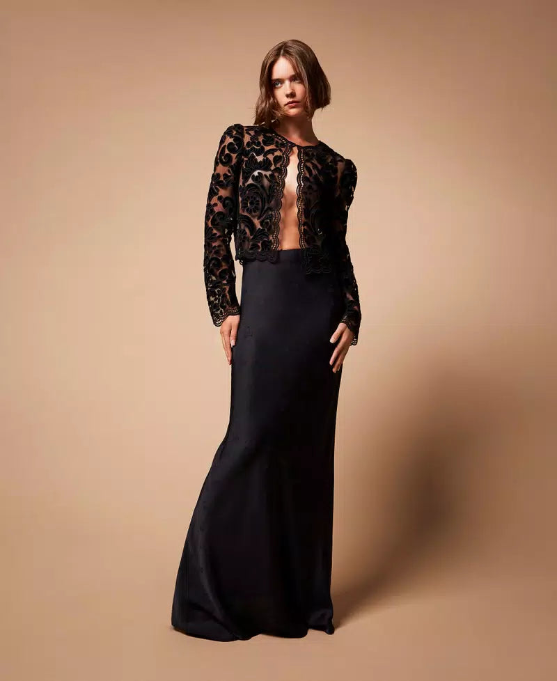 ΒΕΛΟΥΔΙΝΟ ΣΑΚΑΚΙ ΜΕ ΤΟΥΛΙ ΚΑΙ ΚΕΝΤΗΜΑ TWINSET MILANO