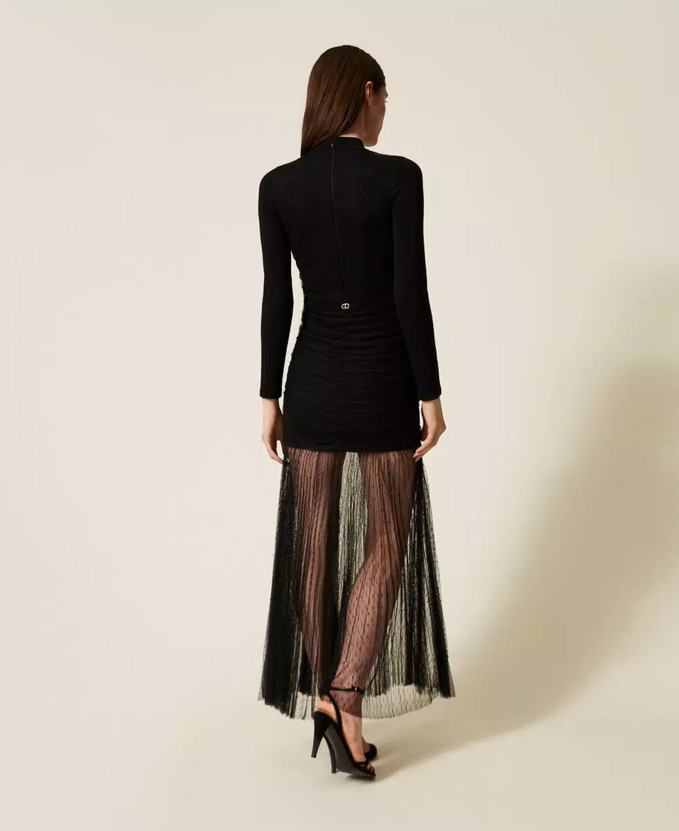 ΜΑΚΡΥ ΦΟΡΕΜΑ ΑΠΟ ΠΛΕΚΤΟ ΚΑΙ ΤΟΥΛΙ TWINSET MILANO