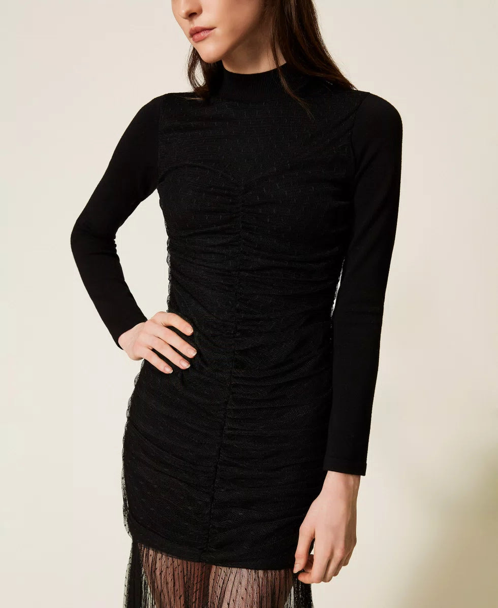 ΜΑΚΡΥ ΦΟΡΕΜΑ ΑΠΟ ΠΛΕΚΤΟ ΚΑΙ ΤΟΥΛΙ TWINSET MILANO