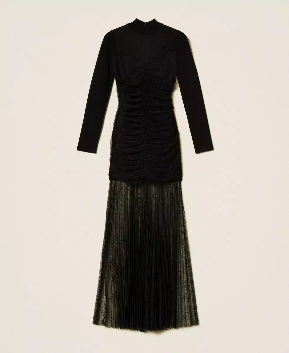 ΜΑΚΡΥ ΦΟΡΕΜΑ ΑΠΟ ΠΛΕΚΤΟ ΚΑΙ ΤΟΥΛΙ TWINSET MILANO