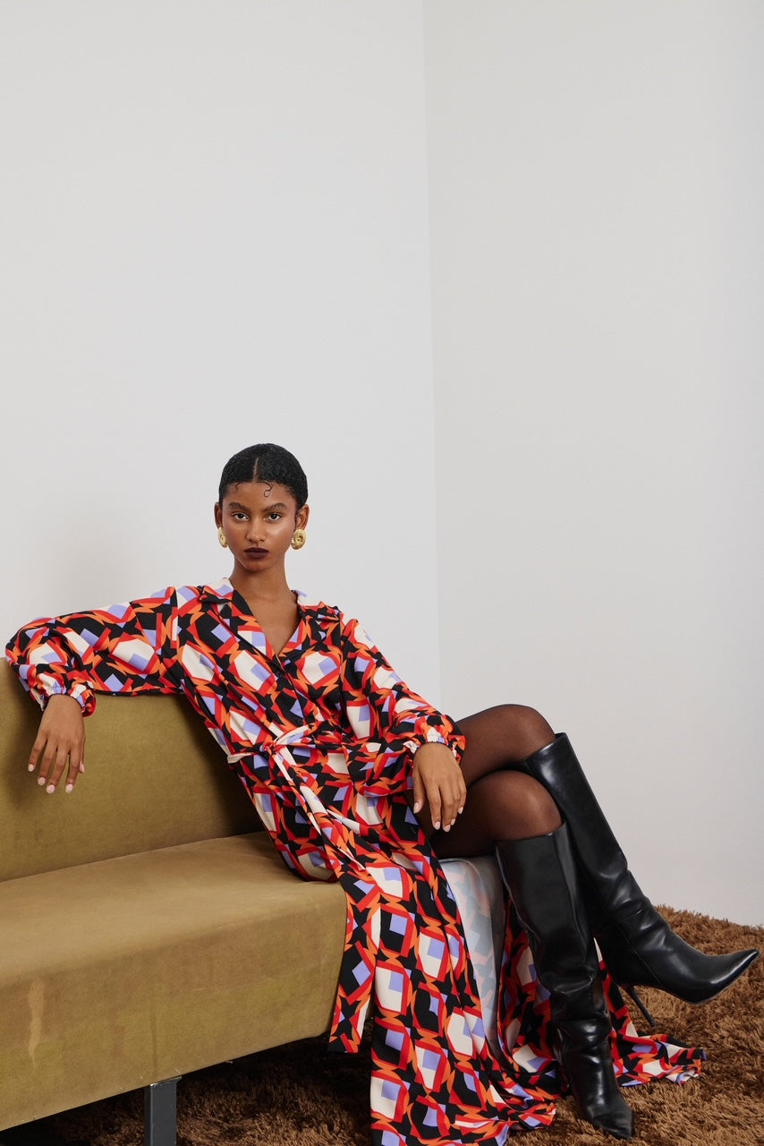 ELLI' ΣΕΜΙΖΙΕ ΜΑΞΗ ΦΟΡΕΜΑ (RHOMBUS PRINT) MAMOUSH