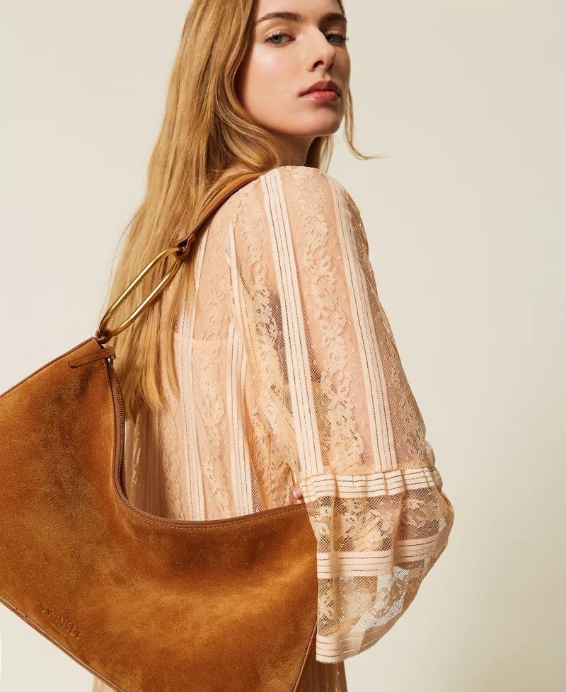 ΜΕΣΑΙΑ ΣΟΥΕΤ ΤΣΑΝΤΑ 'LILIANE' ΜΕ ΚΡΙΚΟΥΣ (MARRONE) TWINSET