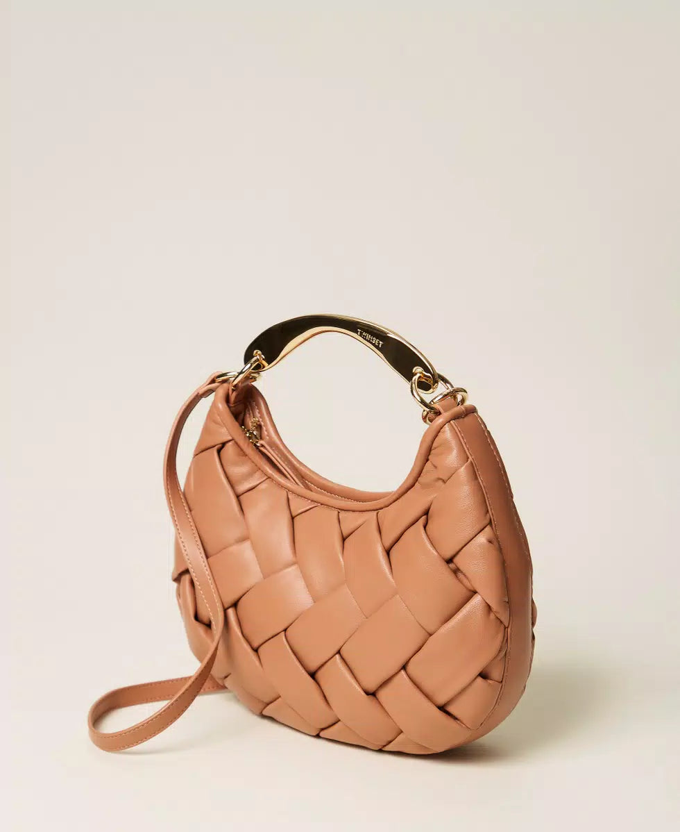 ΧΕΙΡΟΠΟΙΗΤΗ ΤΣΑΝΤΑ ΠΛΕΞΟΥΔΑ "CROISSANT" (MOCHA) TWINSET