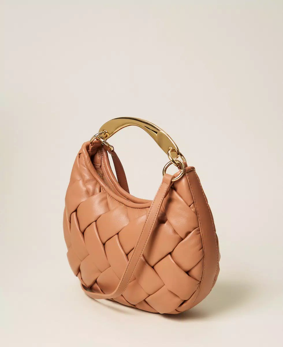 ΧΕΙΡΟΠΟΙΗΤΗ ΤΣΑΝΤΑ ΠΛΕΞΟΥΔΑ "CROISSANT" (MOCHA) TWINSET