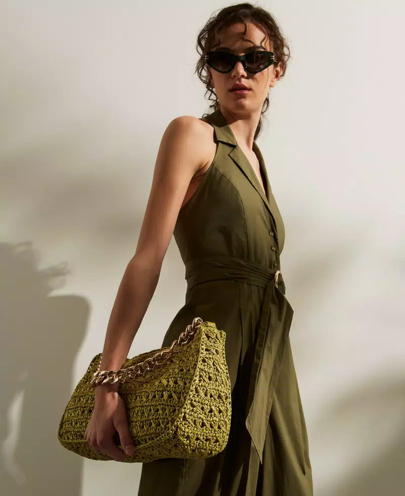 ΜΕΓΑΛΗ 'LILIAN' ΜΑΚΡΑΜΕ ΤΣΑΝΤΑ (AVOCADO OIL GREEN) TWINSET