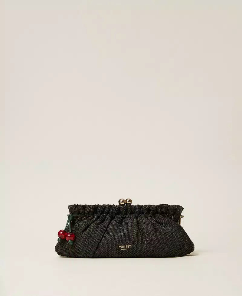 ΤΣΑΝΤΑ CLUTCH ΑΠΟ RAFFIA ΜΕ CHARM (BLACK) TWINSET