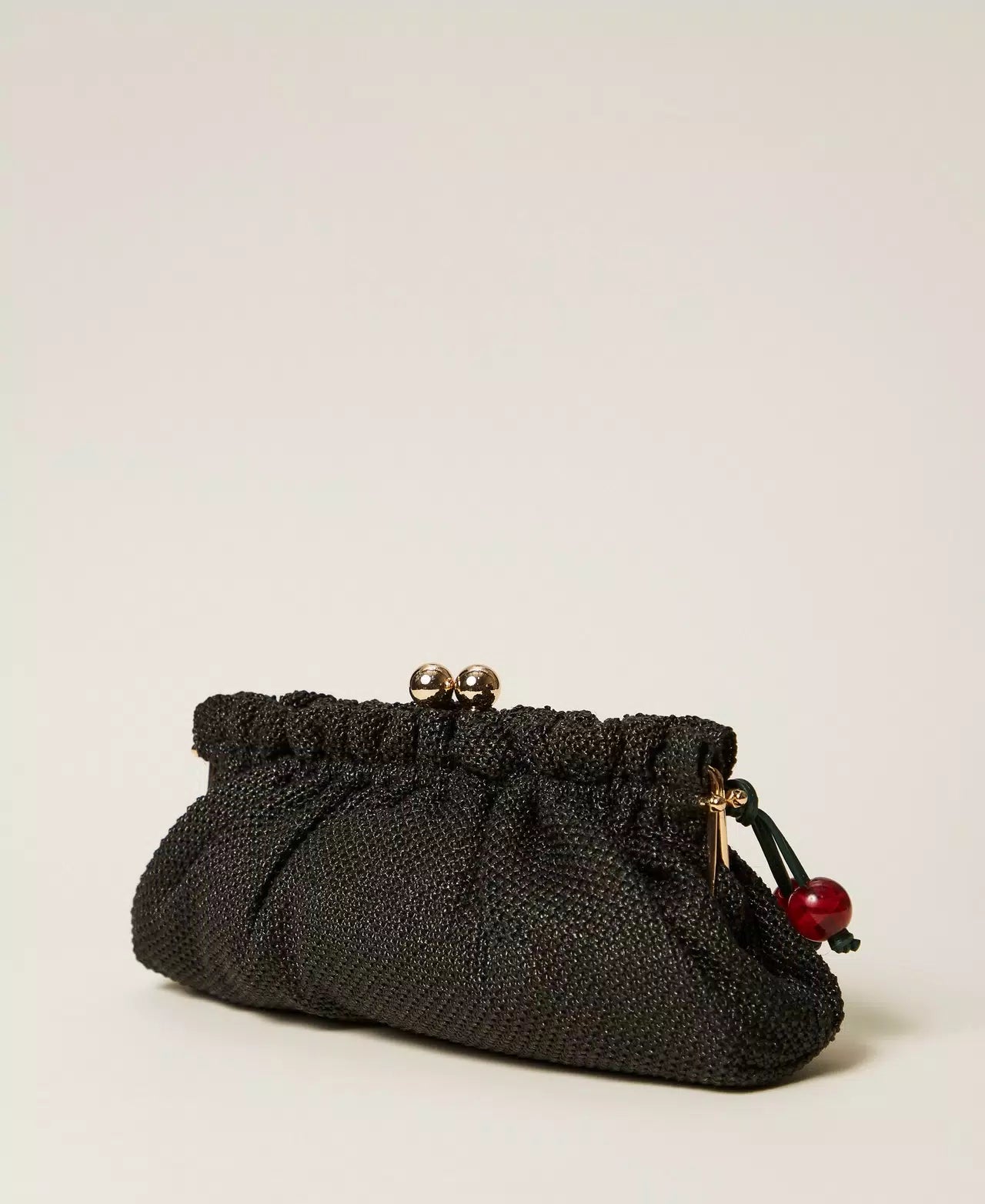 ΤΣΑΝΤΑ CLUTCH ΑΠΟ RAFFIA ΜΕ CHARM (BLACK) TWINSET