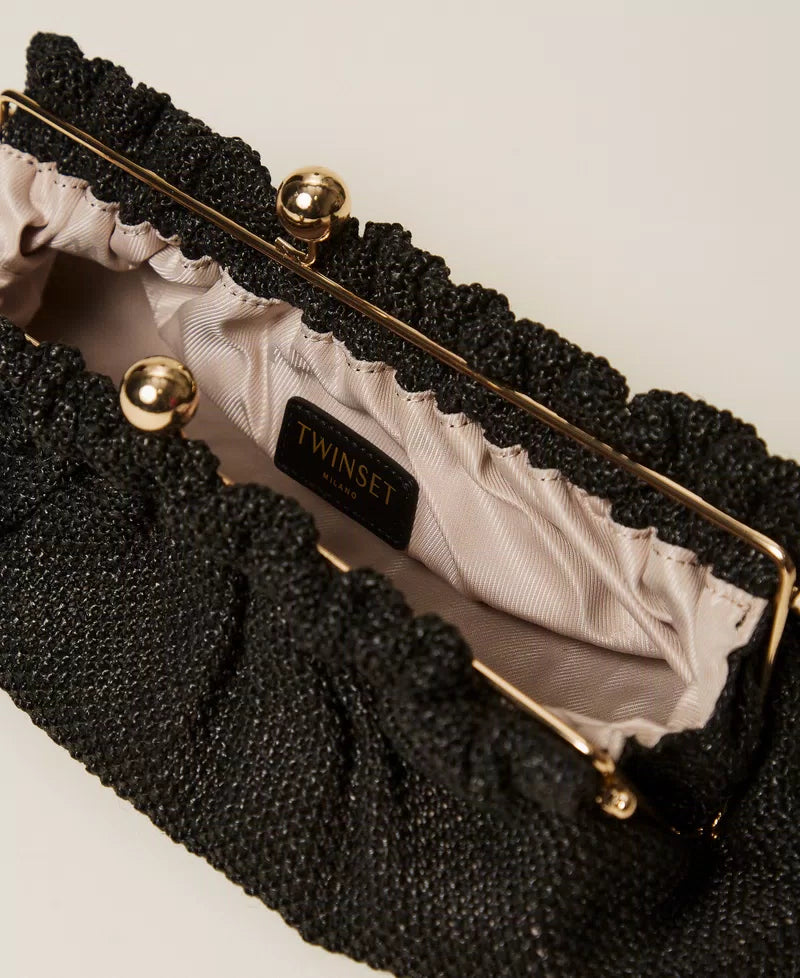 ΤΣΑΝΤΑ CLUTCH ΑΠΟ RAFFIA ΜΕ CHARM (BLACK) TWINSET