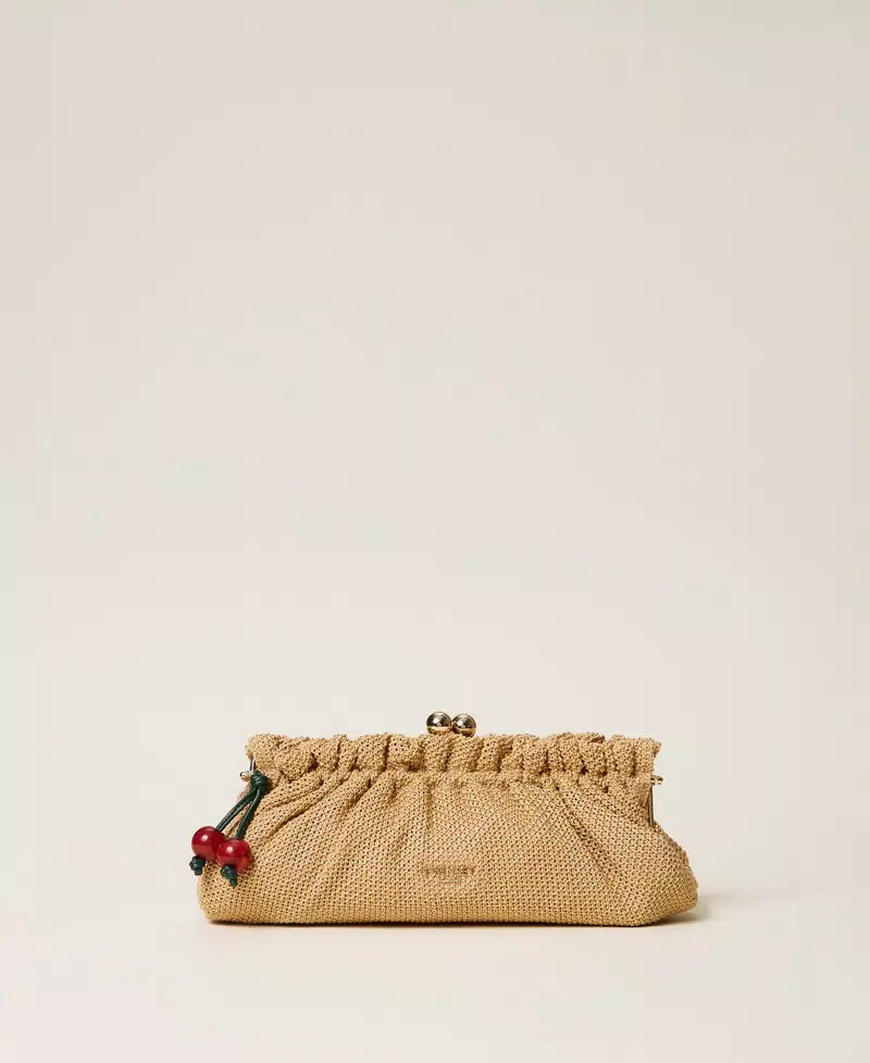 ΤΣΑΝΤΑ CLUTCH ΑΠΟ RAFFIA ΜΕ CHARM TWINSET