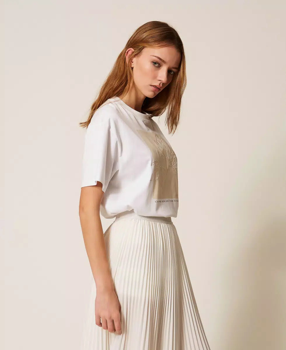 ΜΠΛΟΥΖΑ ΜΕ ΤΥΠΩΜΑ ΚΑΙ ΚΕΝΤΗΜΑ TWINSET