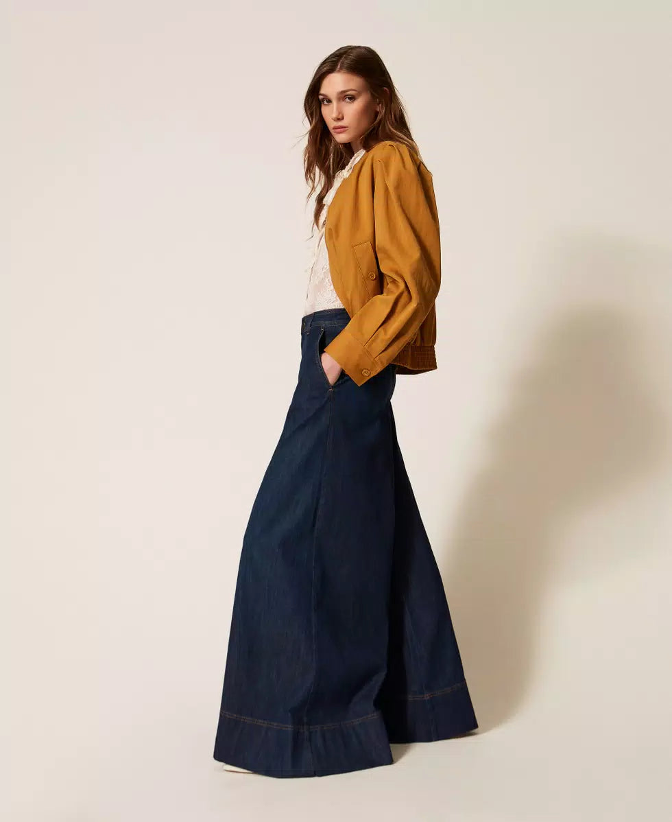 ΦΑΡΔΙ ΤΖΙΝ PALAZZO ΜΕ ΡΑΦΕΣ TWINSET