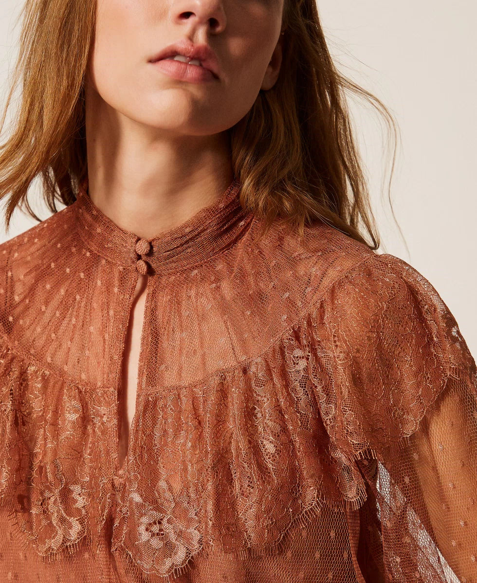 ΜΠΛΟΥΖΑ ΑΠΟ ΤΟΥΛΙ ΚΑΙ ΔΑΝΤΕΛΑ TWINSET