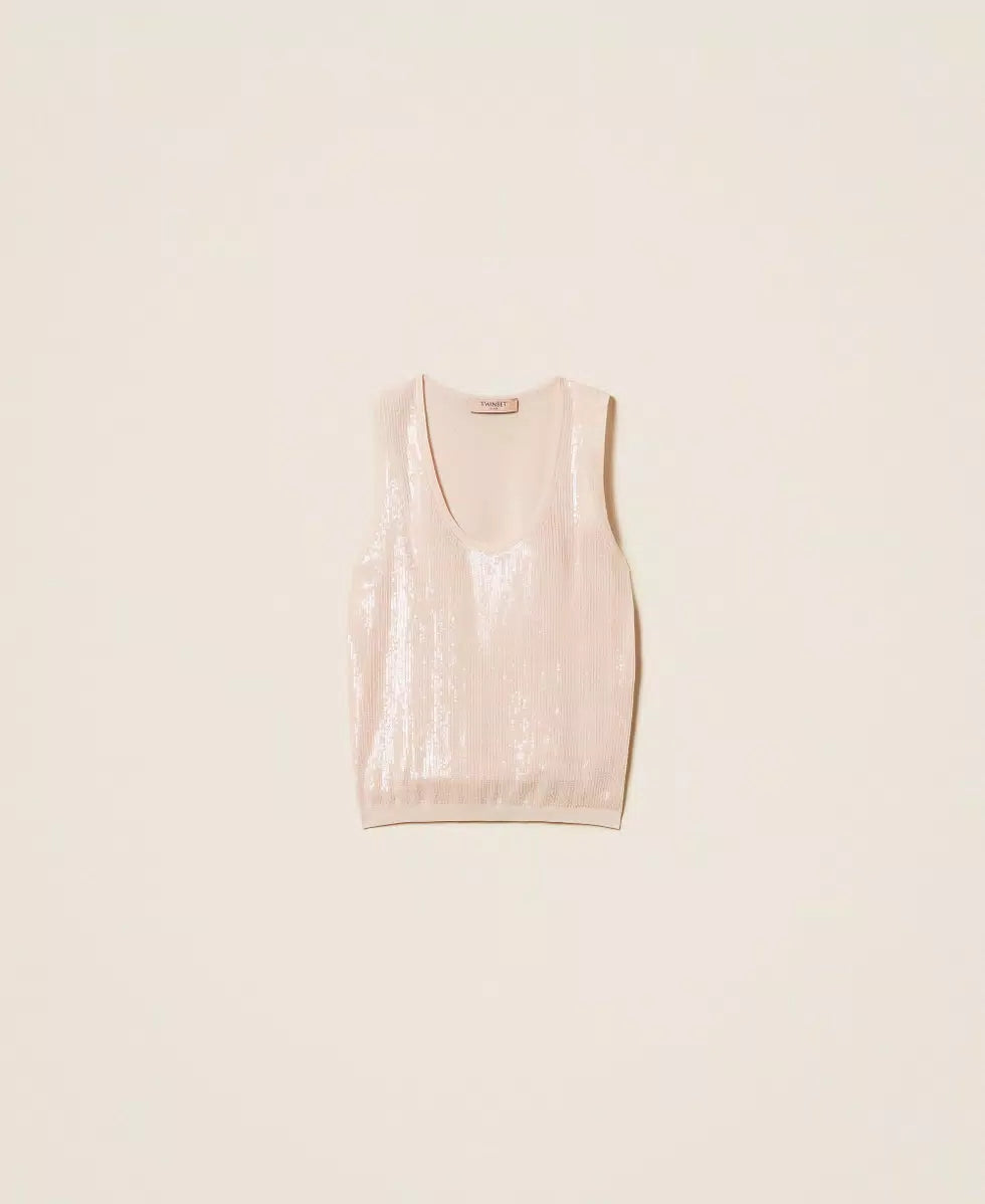 ΠΛΕΚΤΟ ΤΟΠ ΜΕ ΠΑΓΙΕΤΑ (PINK) TWINSET