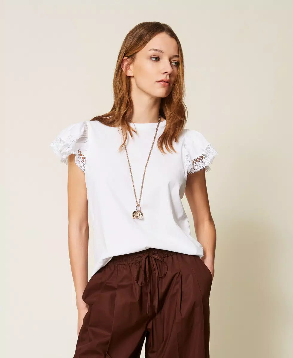 T-SHIRT ΜΕ ΔΑΝΤΕΛΑ TWINSET