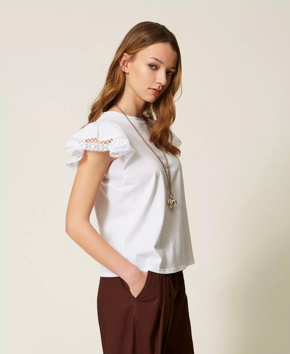 T-SHIRT ΜΕ ΔΑΝΤΕΛΑ TWINSET