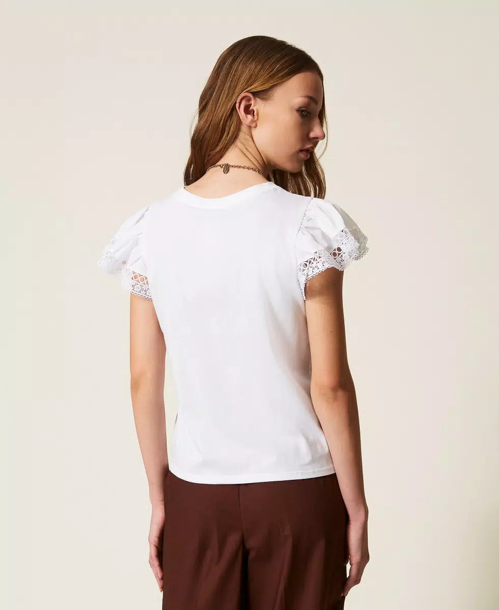 T-SHIRT ΜΕ ΔΑΝΤΕΛΑ TWINSET