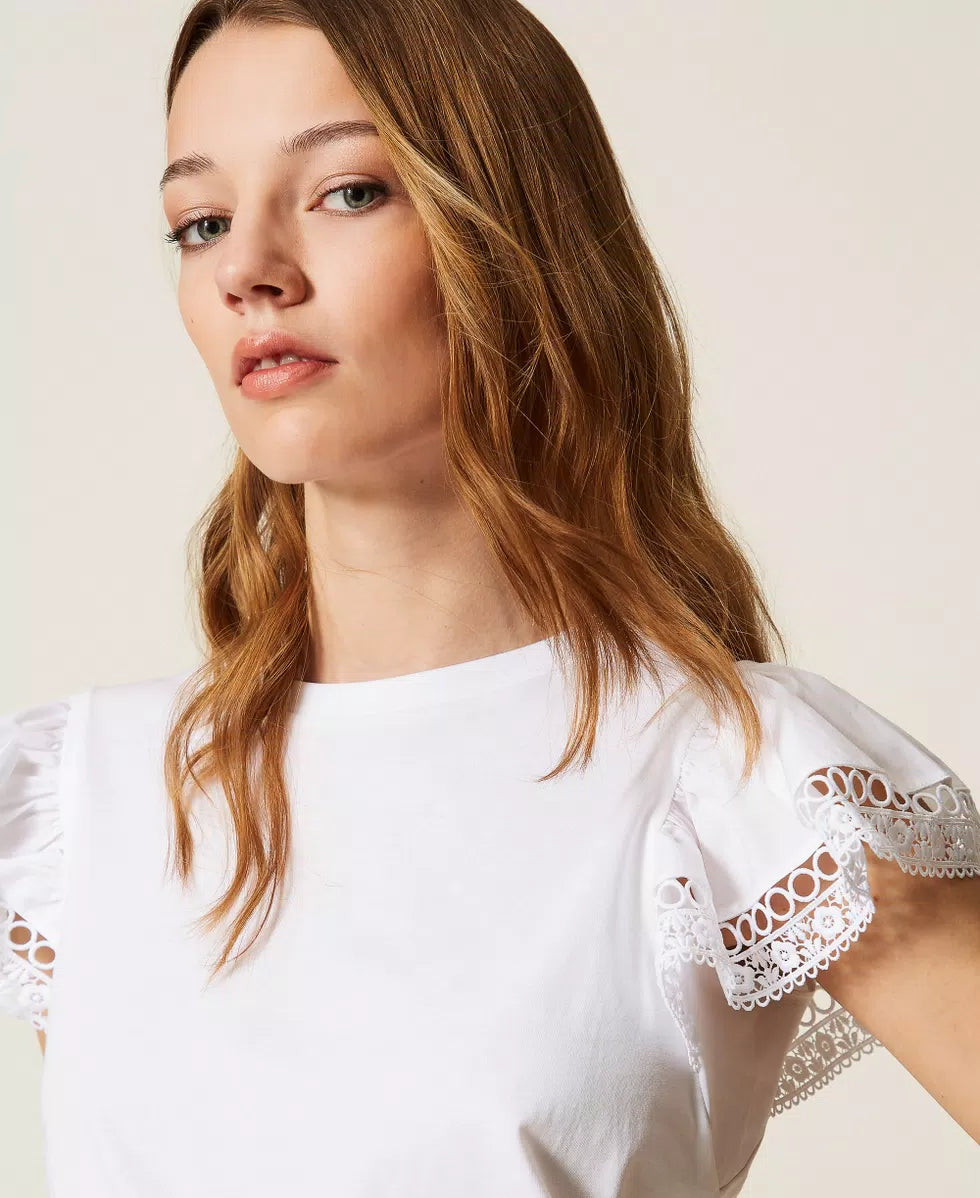 T-SHIRT ΜΕ ΔΑΝΤΕΛΑ TWINSET