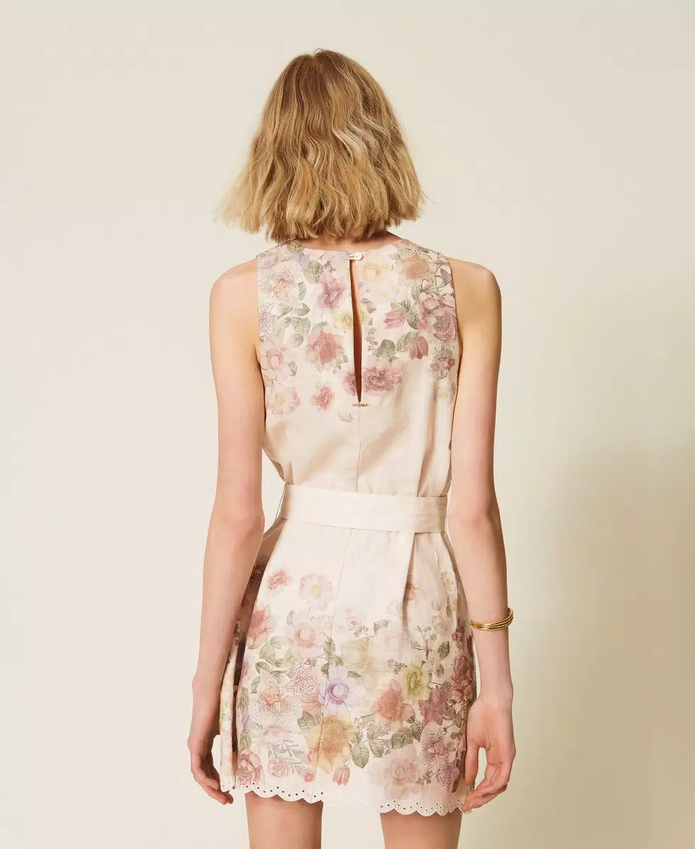 ΚΟΝΤΟ ΛΙΝΟ ΦΟΡΕΜΑ ΜΕ ΦΛΟΡΑΛ ΤΥΠΩΜΑ TWINSET