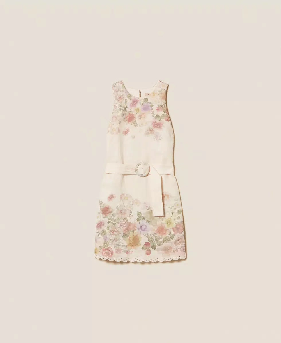 ΚΟΝΤΟ ΛΙΝΟ ΦΟΡΕΜΑ ΜΕ ΦΛΟΡΑΛ ΤΥΠΩΜΑ TWINSET