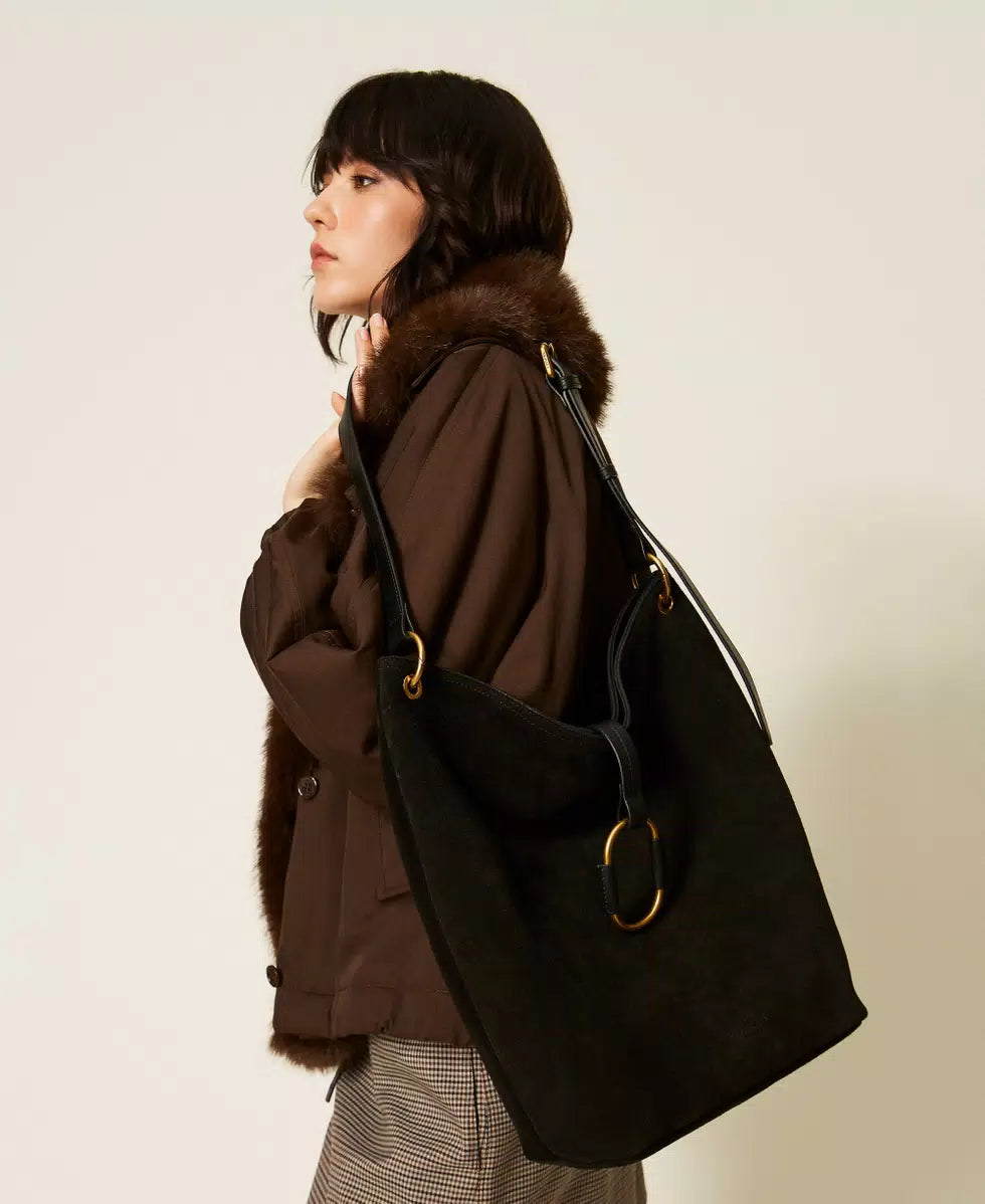 ΜΕΓΑΛΗ ΣΟΥΕΤ ΤΣΑΝΤΑ HOBO (BLACK) TWINSET