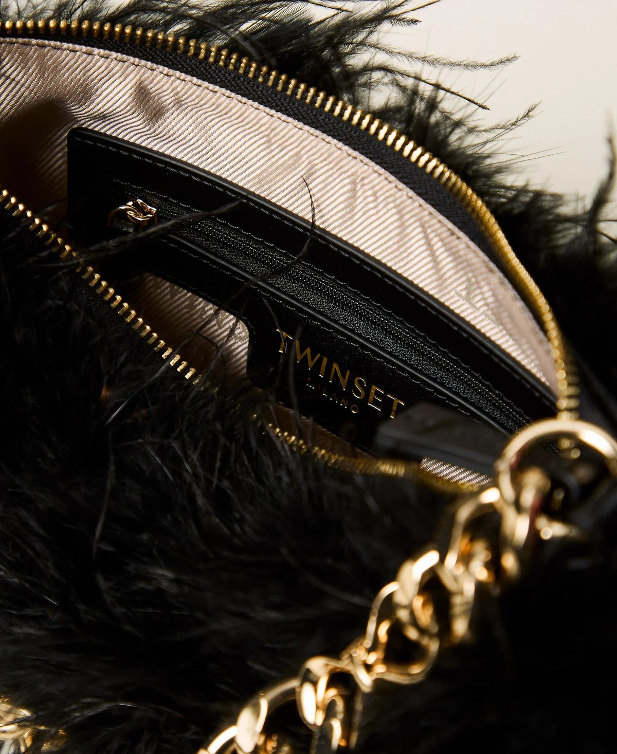 ΣΑΤΕΝ ΤΣΑΝΤΑ LILIANE ΜΕ ΦΤΕΡΑ (BLACK) TWINSET