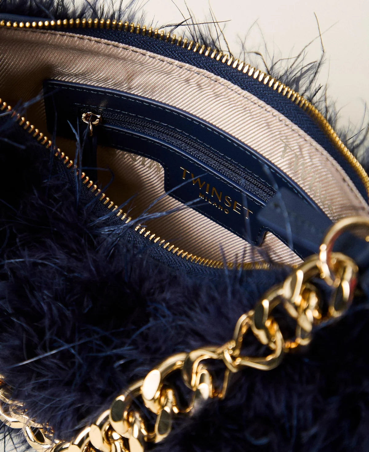 ΣΑΤΕΝ ΤΣΑΝΤΑ LILIANE ΜΕ ΦΤΕΡΑ (BLUE)TWINSET