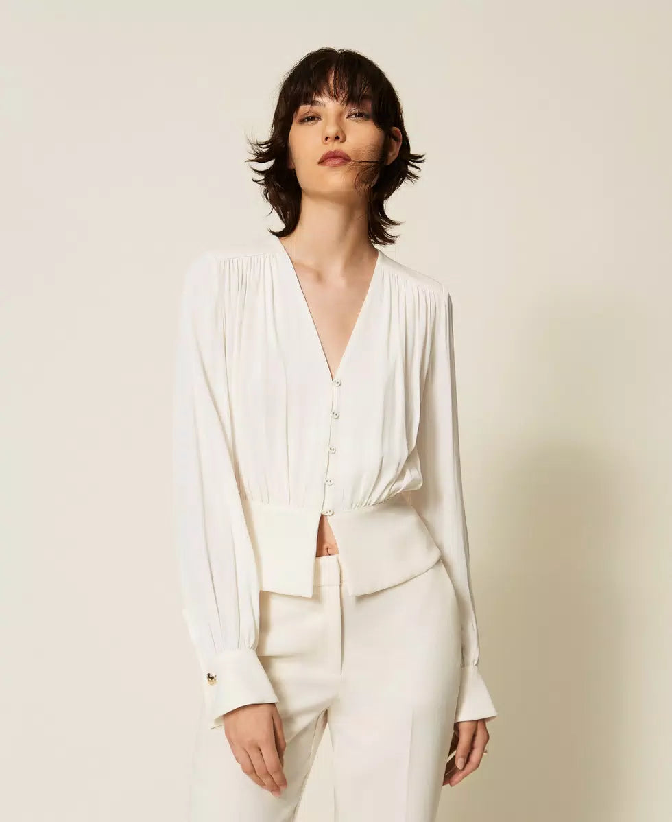 ΚΟΝΤΟ ΠΟΥΚΑΜΙΣΟ CREPE DE CHINE TWINSET