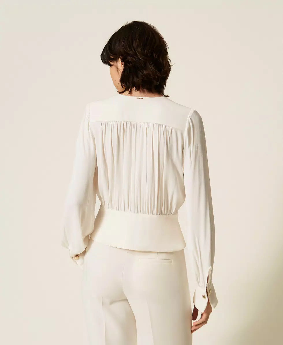 ΚΟΝΤΟ ΠΟΥΚΑΜΙΣΟ CREPE DE CHINE TWINSET
