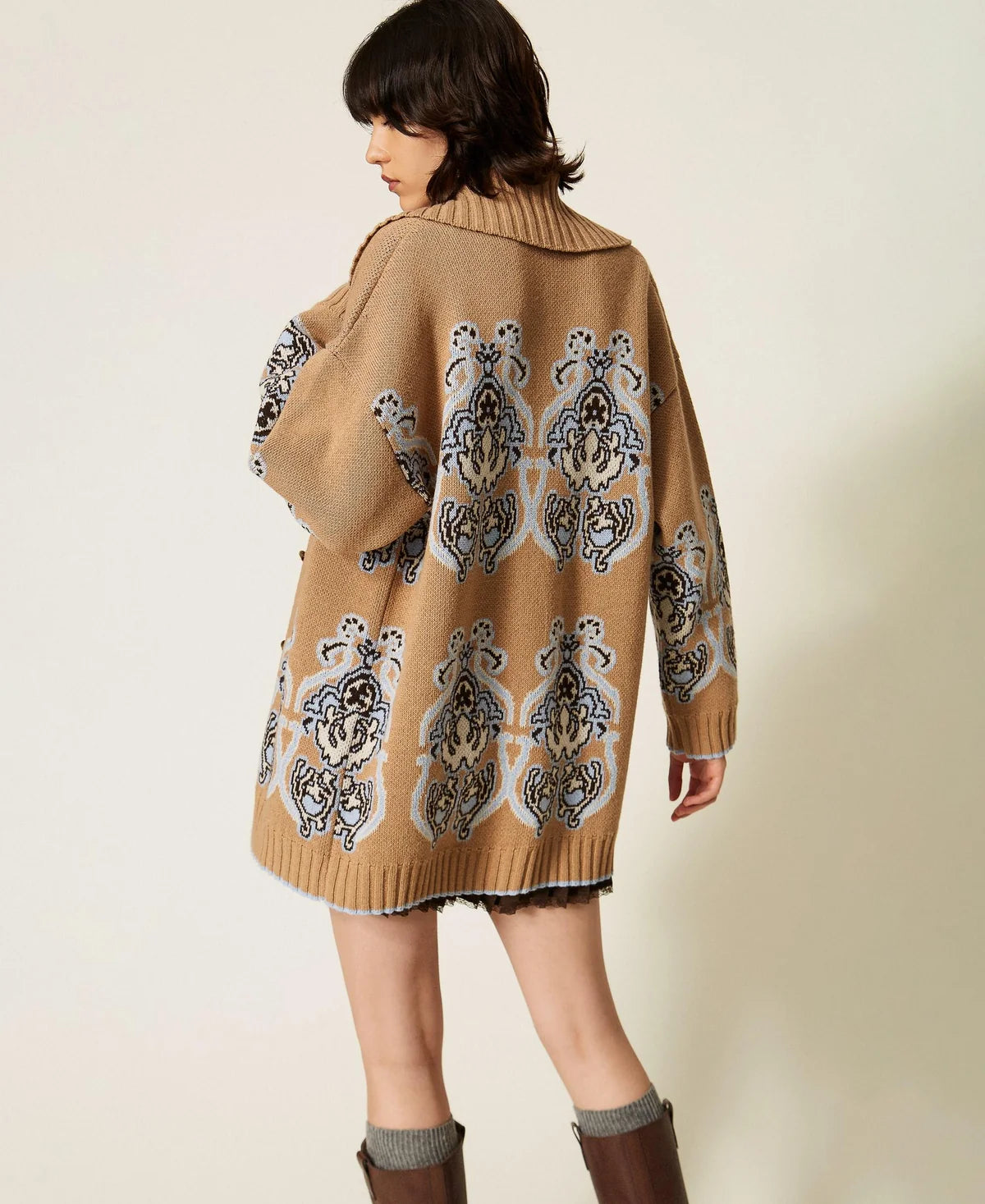 Πλεκτή ζακέτα από μείγμα μαλλιού με σχέδιο ζακάρ  ΠΛΕΚΤΗ ΖΑΚΑΡ ΖΑΚΕΤΑ TWINSET