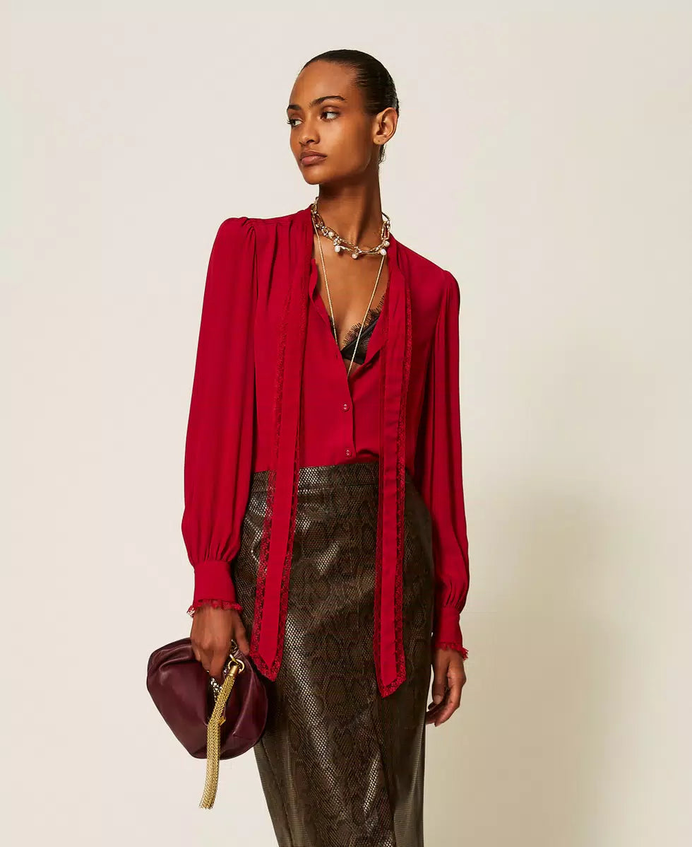 ΠΟΥΚΑΜΙΣΟ CREPE DE CHINE ΜΕ ΦΙΟΓΚΟ TWINSET