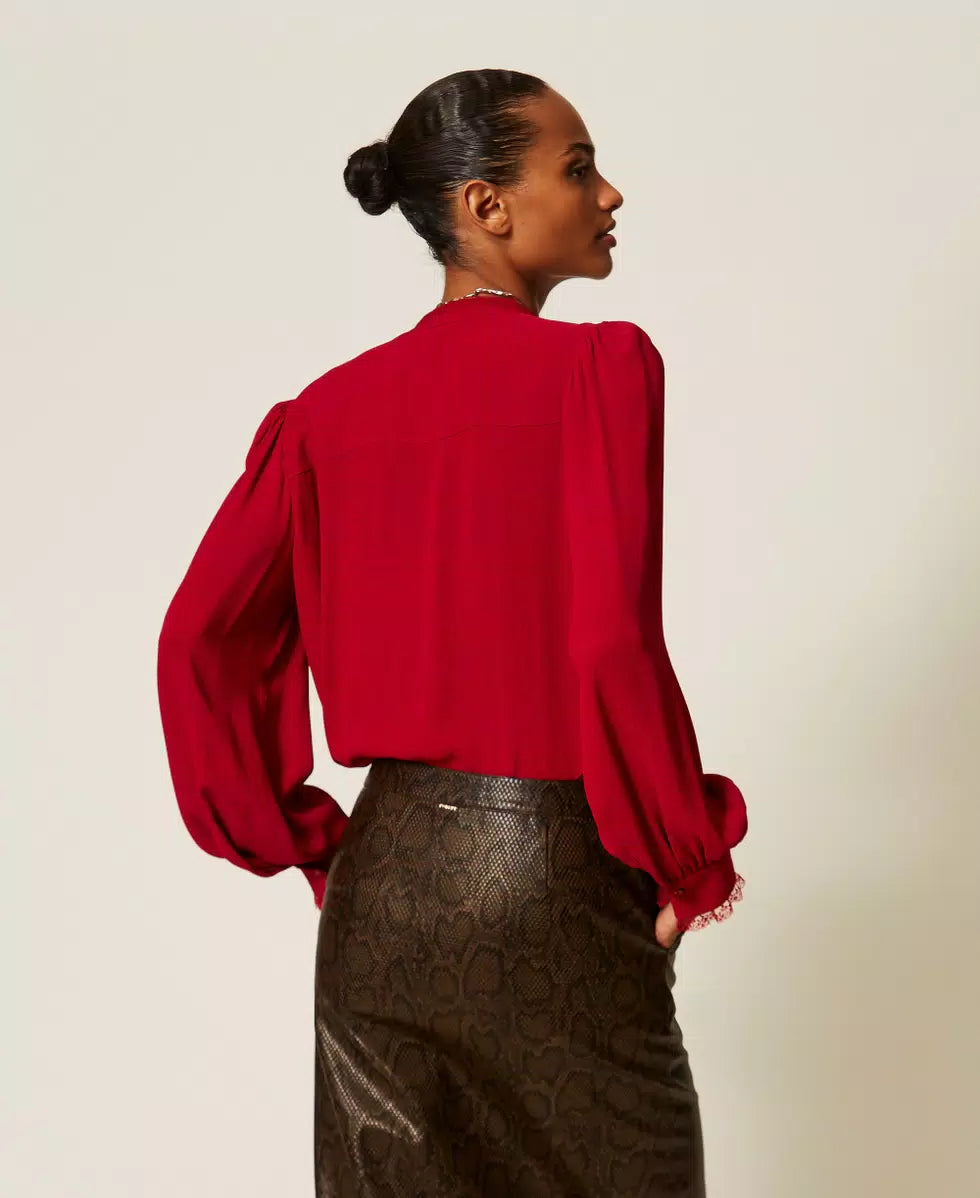 ΠΟΥΚΑΜΙΣΟ CREPE DE CHINE ΜΕ ΦΙΟΓΚΟ TWINSET