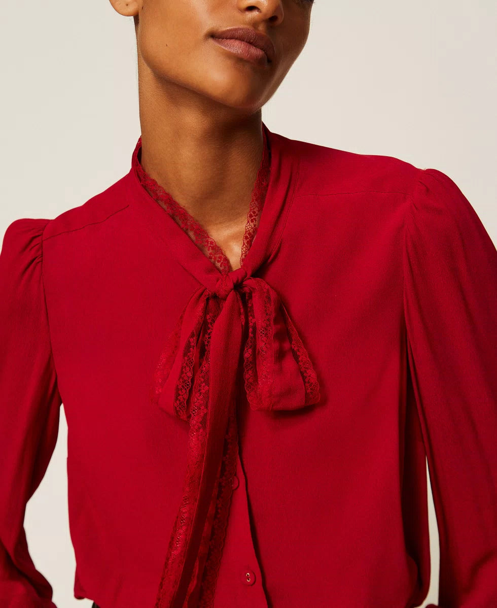 ΠΟΥΚΑΜΙΣΟ CREPE DE CHINE ΜΕ ΦΙΟΓΚΟ TWINSET