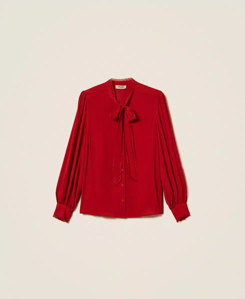 ΠΟΥΚΑΜΙΣΟ CREPE DE CHINE ΜΕ ΦΙΟΓΚΟ TWINSET