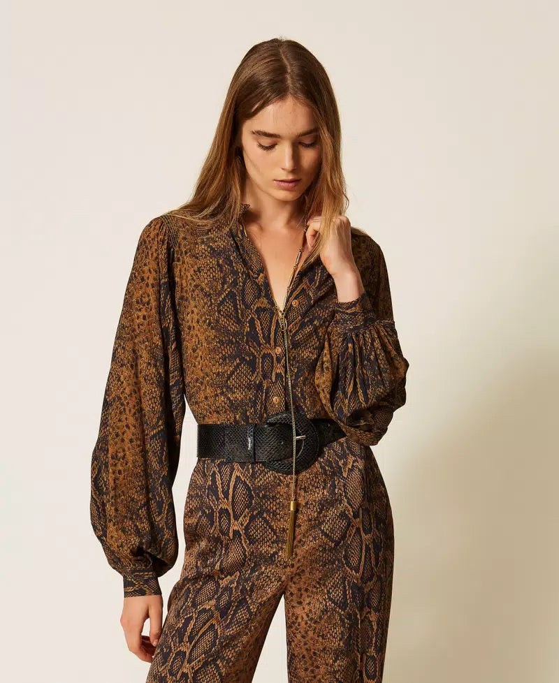 ΠΟΥΚΑΜΙΣΟ CREPE DE CHINE ΜΕ ΤΥΠΩΜΑ PYTHON TWINSET