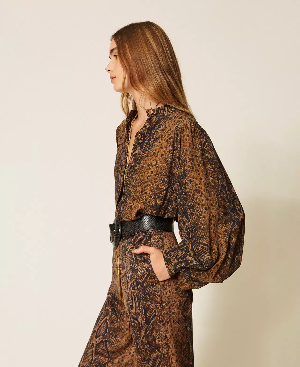 ΠΟΥΚΑΜΙΣΟ CREPE DE CHINE ΜΕ ΤΥΠΩΜΑ PYTHON TWINSET