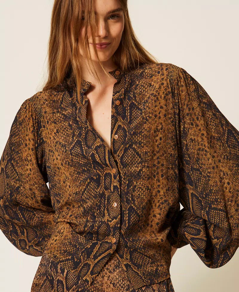 ΠΟΥΚΑΜΙΣΟ CREPE DE CHINE ΜΕ ΤΥΠΩΜΑ PYTHON TWINSET