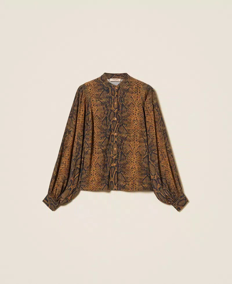 ΠΟΥΚΑΜΙΣΟ CREPE DE CHINE ΜΕ ΤΥΠΩΜΑ PYTHON TWINSET