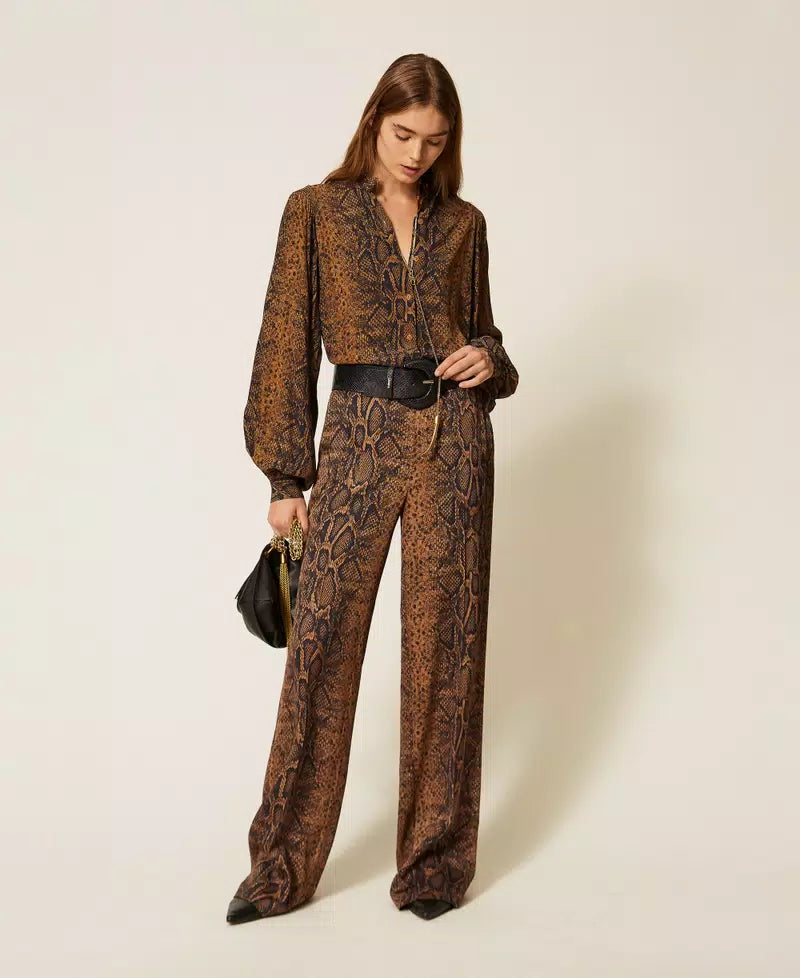 ΠΟΥΚΑΜΙΣΟ CREPE DE CHINE ΜΕ ΤΥΠΩΜΑ PYTHON TWINSET