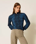 ΜΑΛΛΙΝΗ ΜΠΛΟΥΖΑ ΜΕ ΤΥΠΩΜΑ PYTHON (BLUE) TWINSET